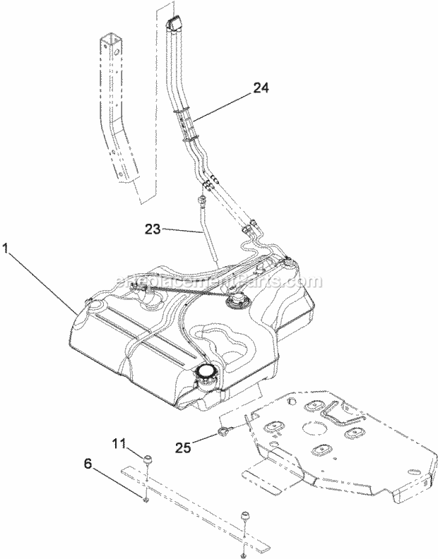 Fuel System Assembly Diagram and Parts List for 74921 290000001-290999999 Toro Lawn Mower