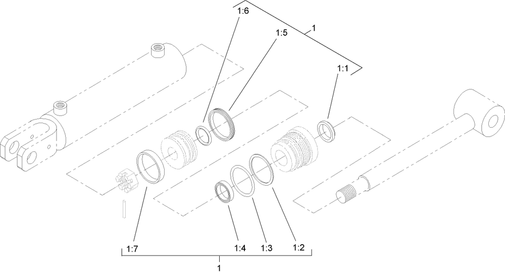 Hydraulic Cylinder Assembly No. 98-9942 Diagram and Parts List for 22414 400000000 - 403999999 Toro Lawn Tractor Accessories