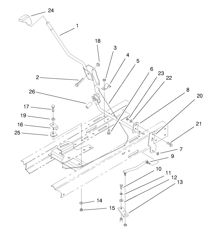 Shift Assembly Diagram and Parts List for 71189 7900001 - 7999999 Toro Lawn Tractor