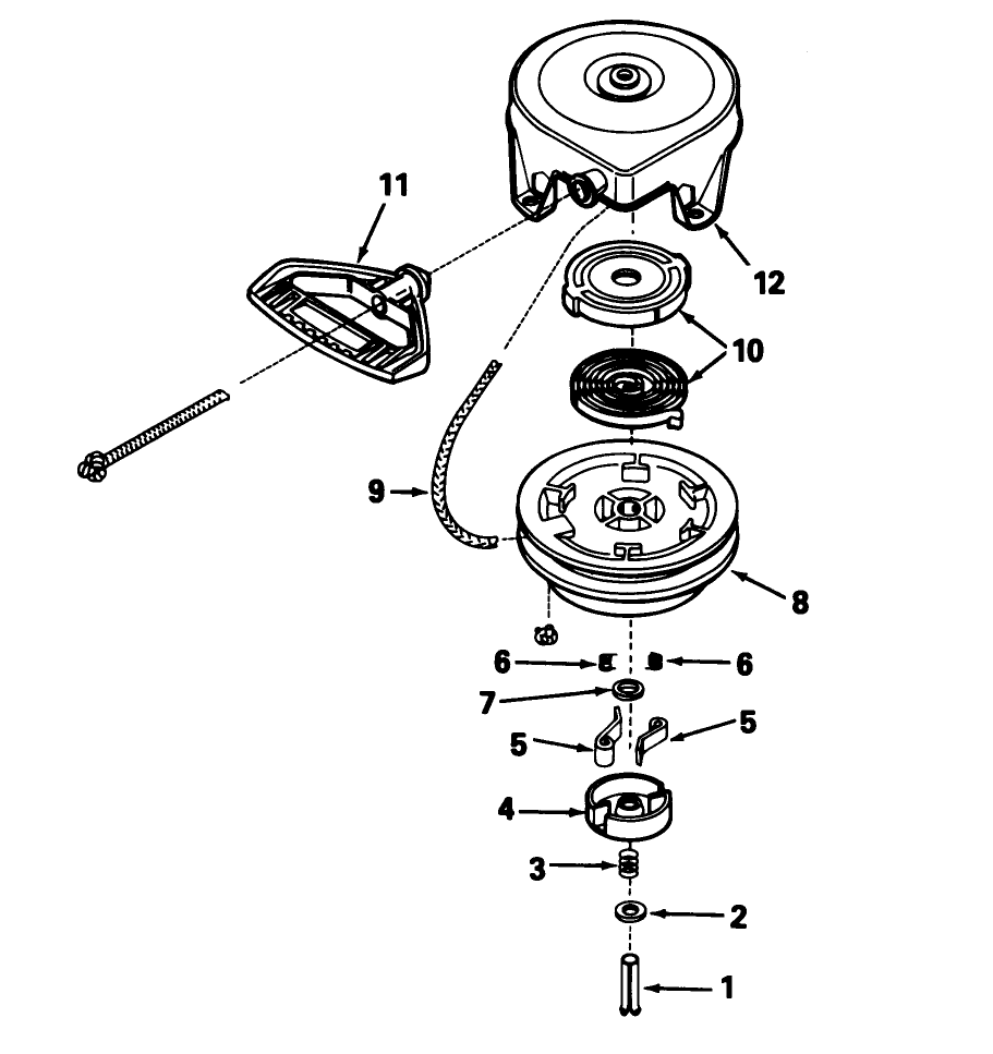 Rewind Starter No. 590630 Diagram and Parts List for 38573 8000001 - 8999999 Toro Snow Blower