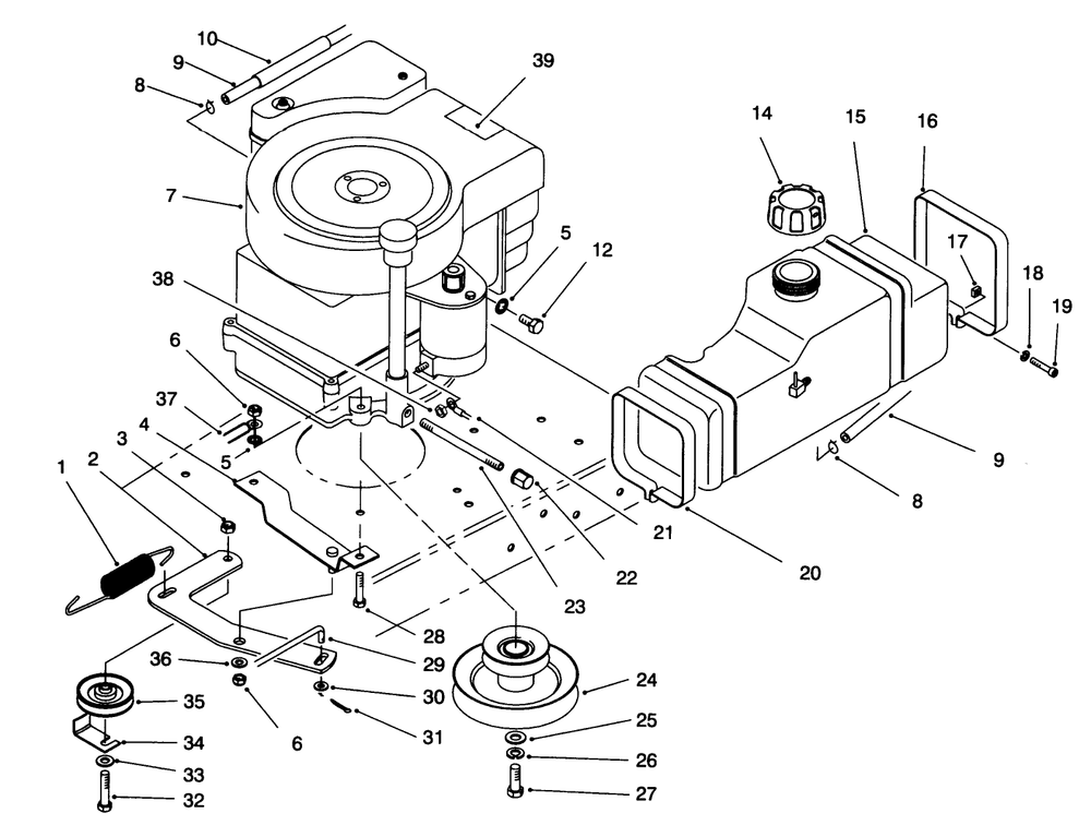 Engine Assembly Diagram and Parts List for 70081 6900001 - 6999999 Toro Lawn Tractor