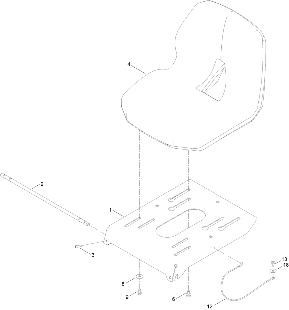 Seat Pan Assembly Diagram and Parts List for 75748 414400000 - 999999999 Toro Lawn Tractor