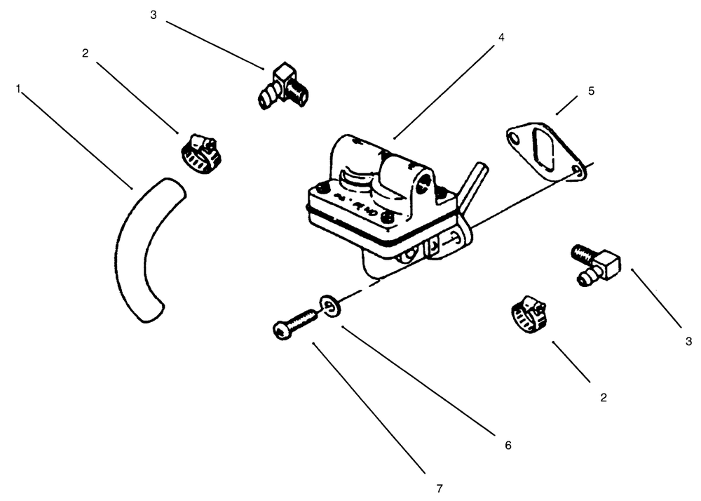 Fuel Pump Diagram and Parts List for 73402 6900001 - 6999999 Toro Lawn Tractor
