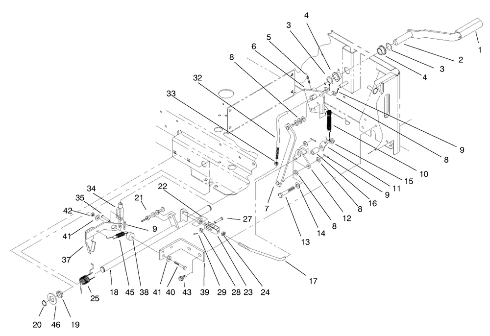 Parking Brake Diagram and Parts List for 74105 79000001 - 79999999 Toro Lawn Tractor