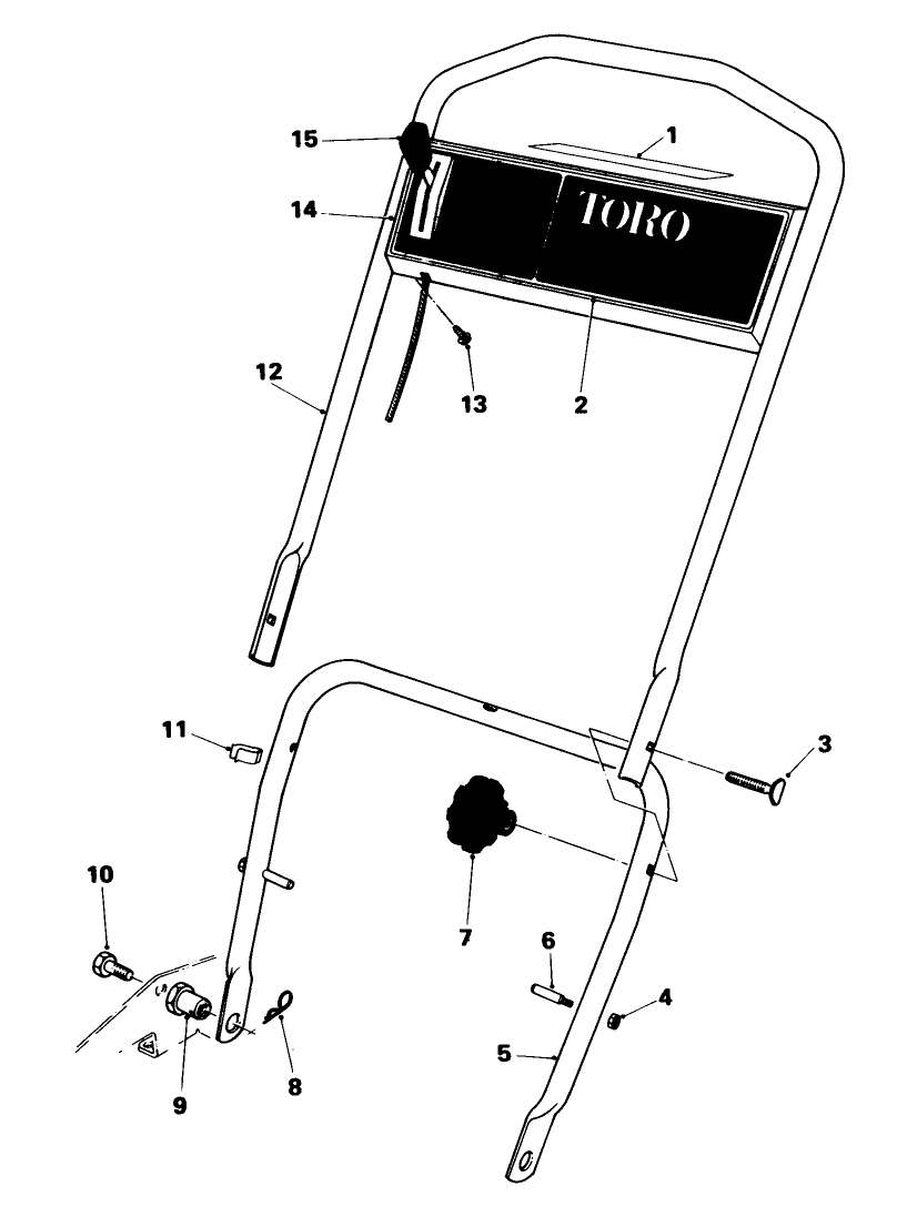 Handle Assembly (Model 18005) Diagram and Parts List for 18005 1000001 - 1999999 Toro Lawn Mower
