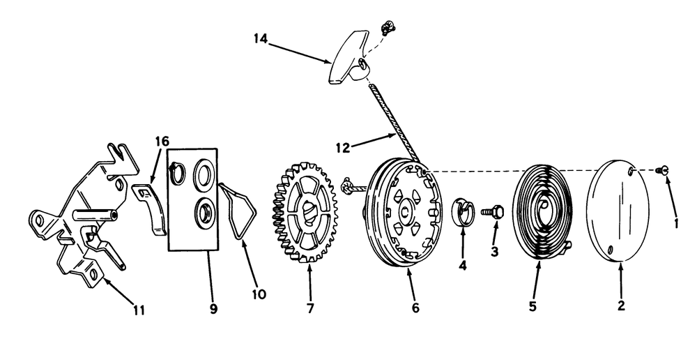 Rewind Starter No. 590519 Diagram and Parts List for 16380 0000001 - 0999999 Toro Lawn Mower