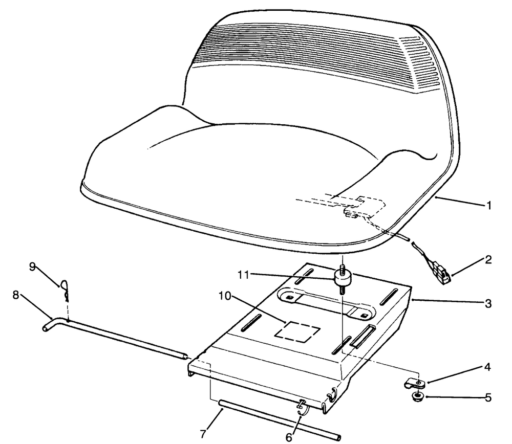 Seat Assembly Diagram and Parts List for 70142 59000001 - 59999999 Toro Lawn Tractor