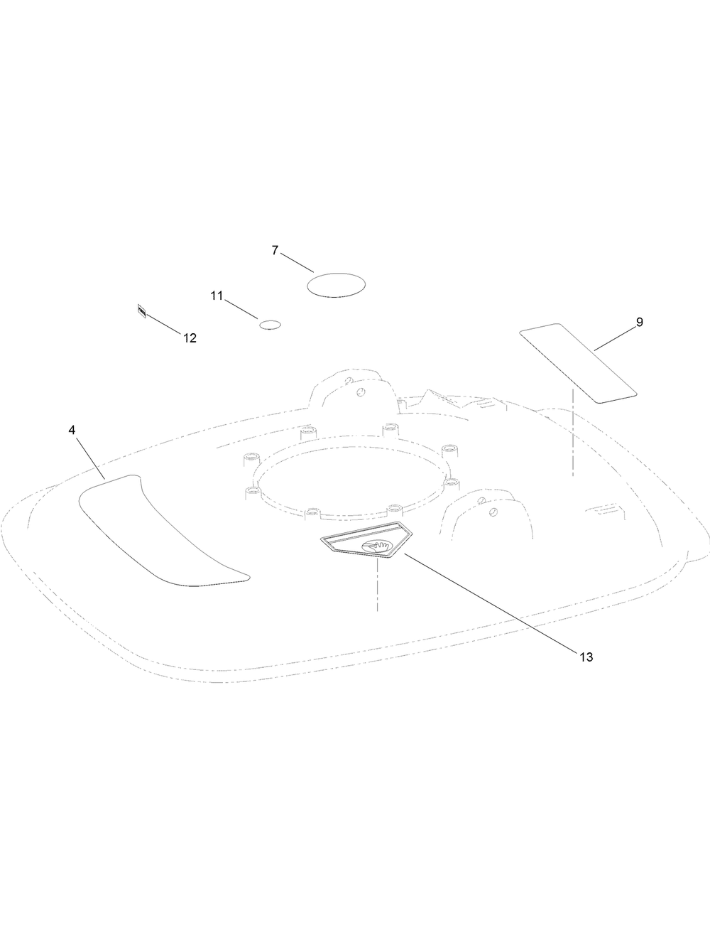 Deck Decal Assembly Diagram and Parts List for 02606 (313000001-313999999)(2013) Toro Lawn Mower