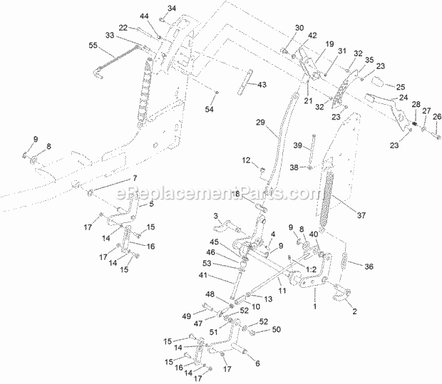 Decklift Assembly Diagram and Parts List for 74576 315000001-315999999 Toro Lawn Mower
