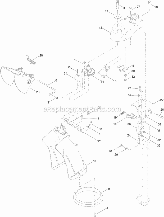 Chute Assembly Diagram and Parts List for 38813 316000001-316999999 Toro Snow Blower