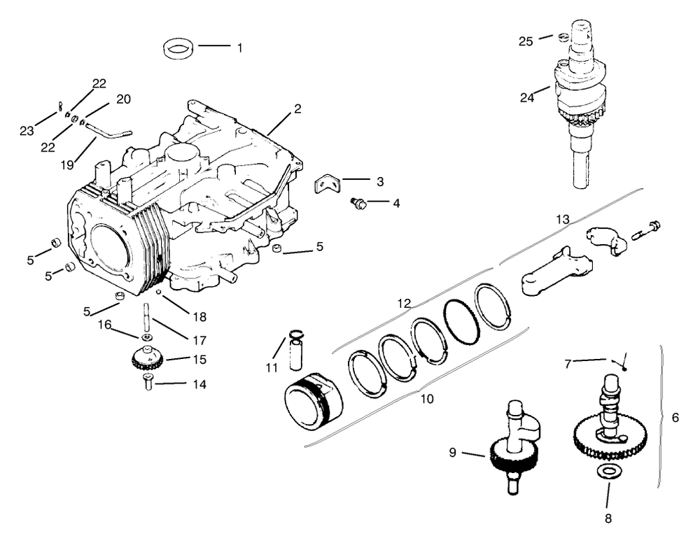 Crankcase Diagram and Parts List for 30177 695001 - 699999 Toro Lawn Tractor Accessories