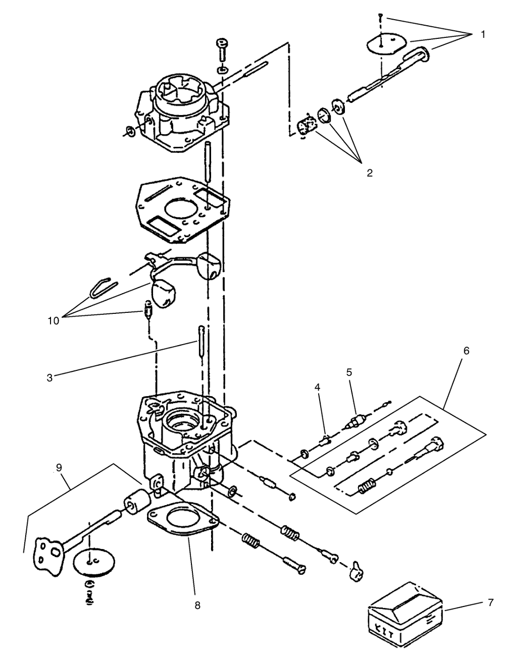 Carburetor Components Assembly Diagram and Parts List for 74021 490001 - 499999 Toro Lawn Tractor