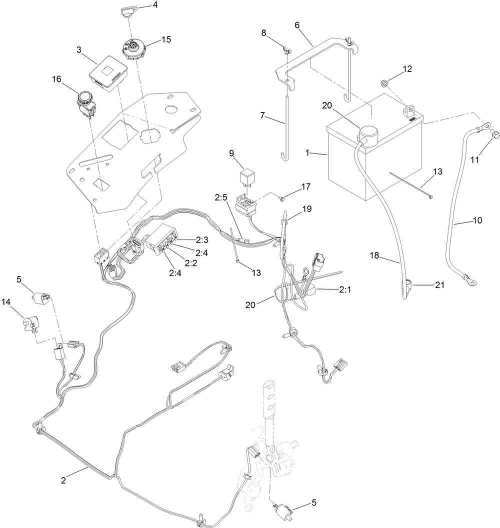 Electrical Assembly Diagram and Parts List for 72902TE 411000000-999999999 Toro Lawn Mower