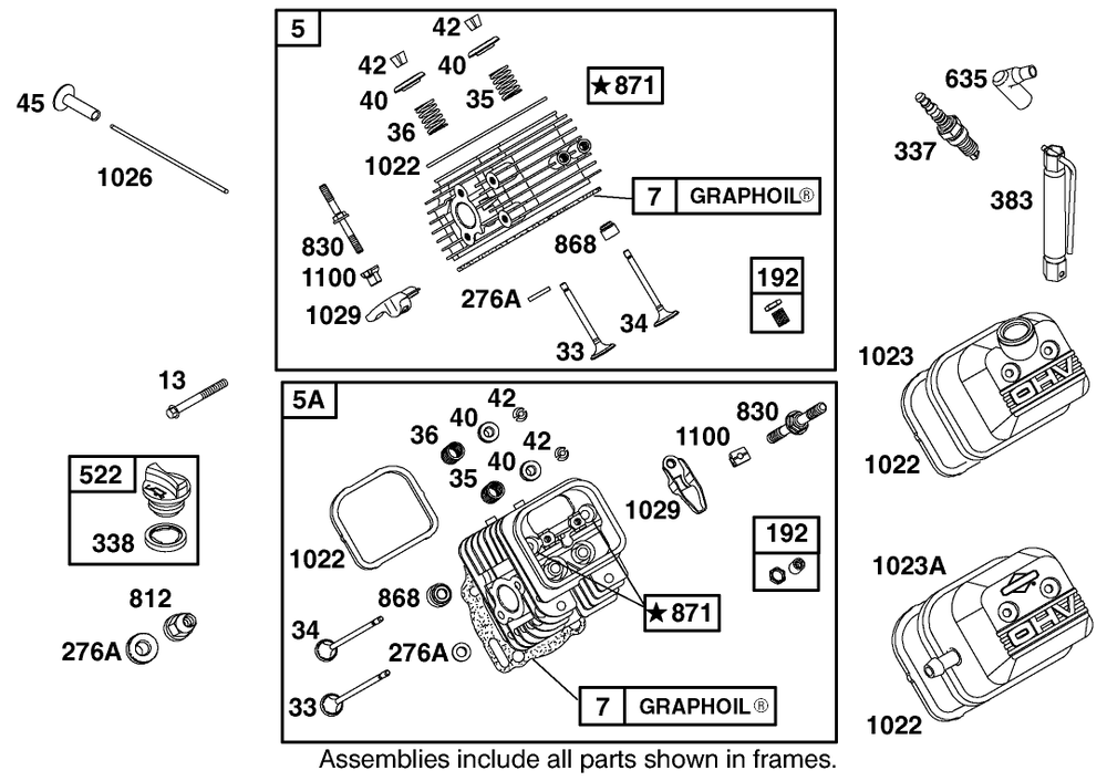 Cylinder Head And Cover Assembly  Briggs And Stratton 303447-1314-E1 Diagram and Parts List for 12003 210000001 - 210999999 Toro Lawn Tractor