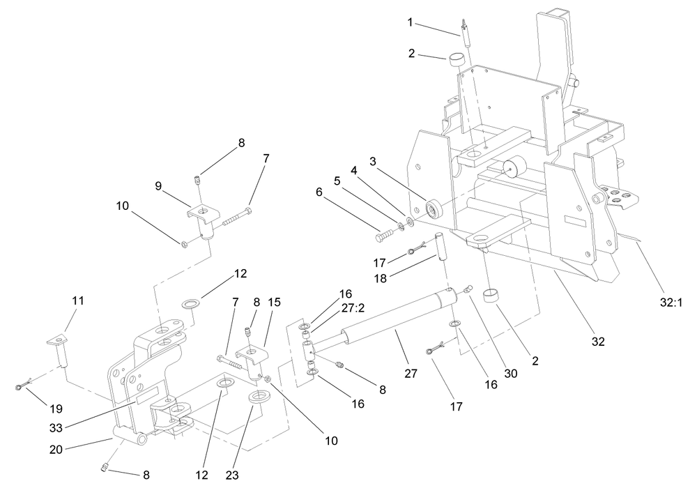 Main And Swing Frame Assembly Diagram and Parts List for 23163 317000001 - 317999999 Toro Lawn Tractor Accessories