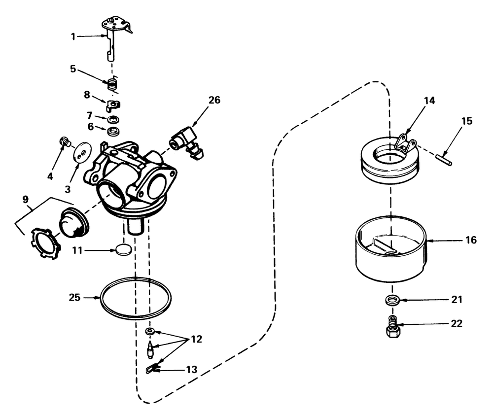 Carburetor No. 632050 Diagram and Parts List for 20610 1000001 - 1999999 Toro Lawn Mower