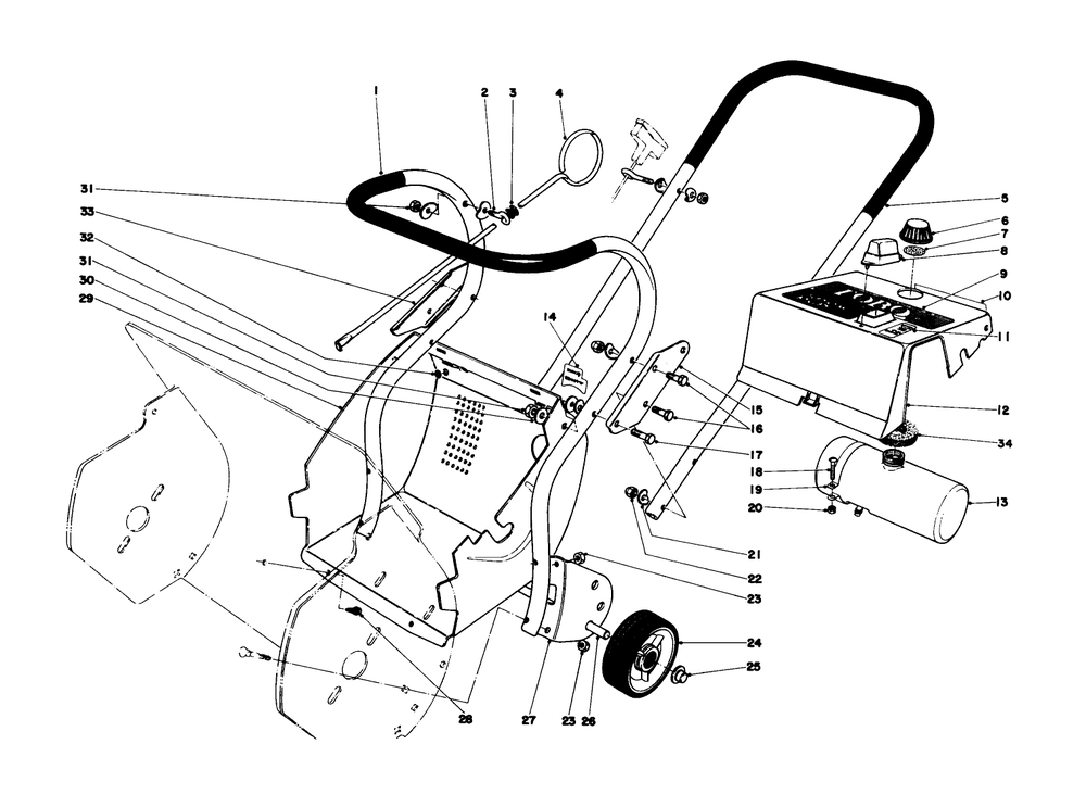 Upper Main Frame Diagram and Parts List for 31405 6000001 - 6999999 Toro Snow Blower