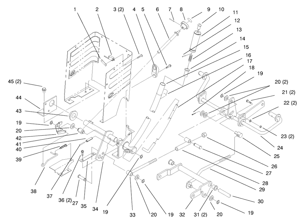 Lift Lever And Height Of Cut Diagram and Parts List for 72104 7900001 - 7999999 Toro Lawn Tractor