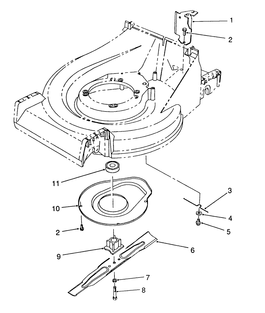 Blade Assembly Diagram and Parts List for 26620BF 1000001 - 1999999 Toro Lawn Mower