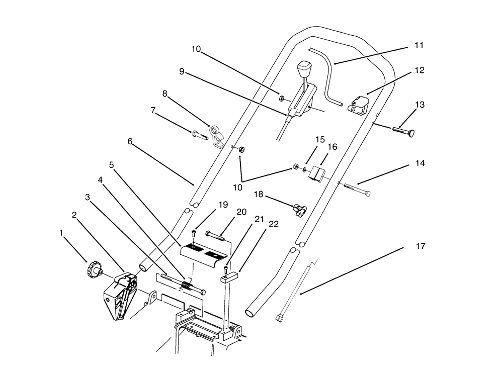 Handle Assembly Diagram and Parts List for 21010BC 5900001 - 5999999 Toro Lawn Mower