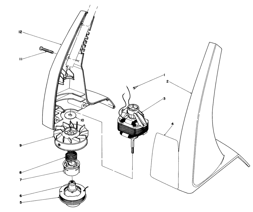 Motor And Housing Assembly Diagram and Parts List for 51235 8000001 - 8999999 Toro Trimmer