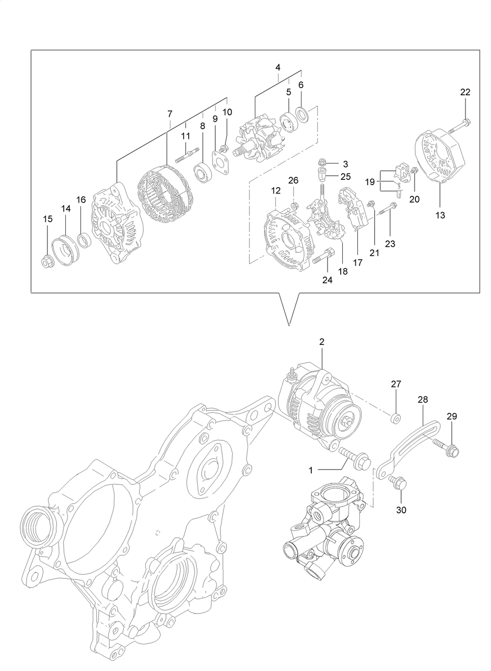 Generator Assembly Diagram and Parts List for 72028 412410000 - 412699999 Toro Lawn Tractor