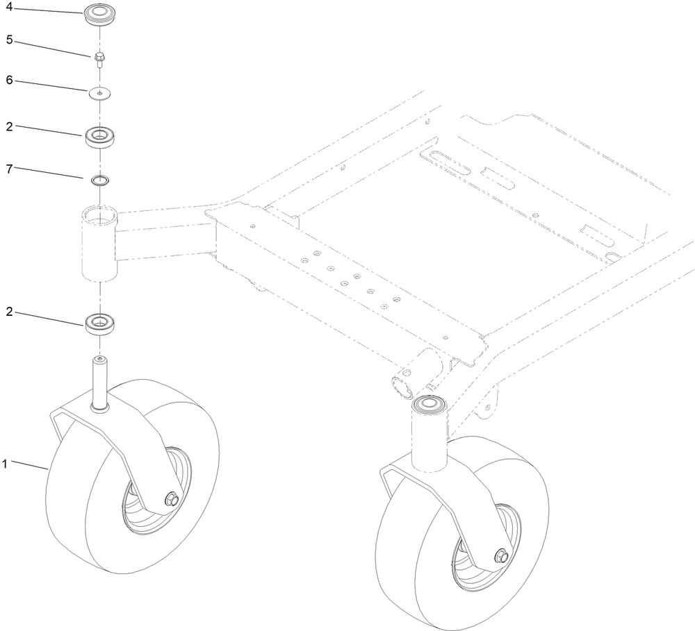 Caster Wheel And Fork Assembly Diagram and Parts List for 77284 410200000-411582569 Toro Lawn Tractor