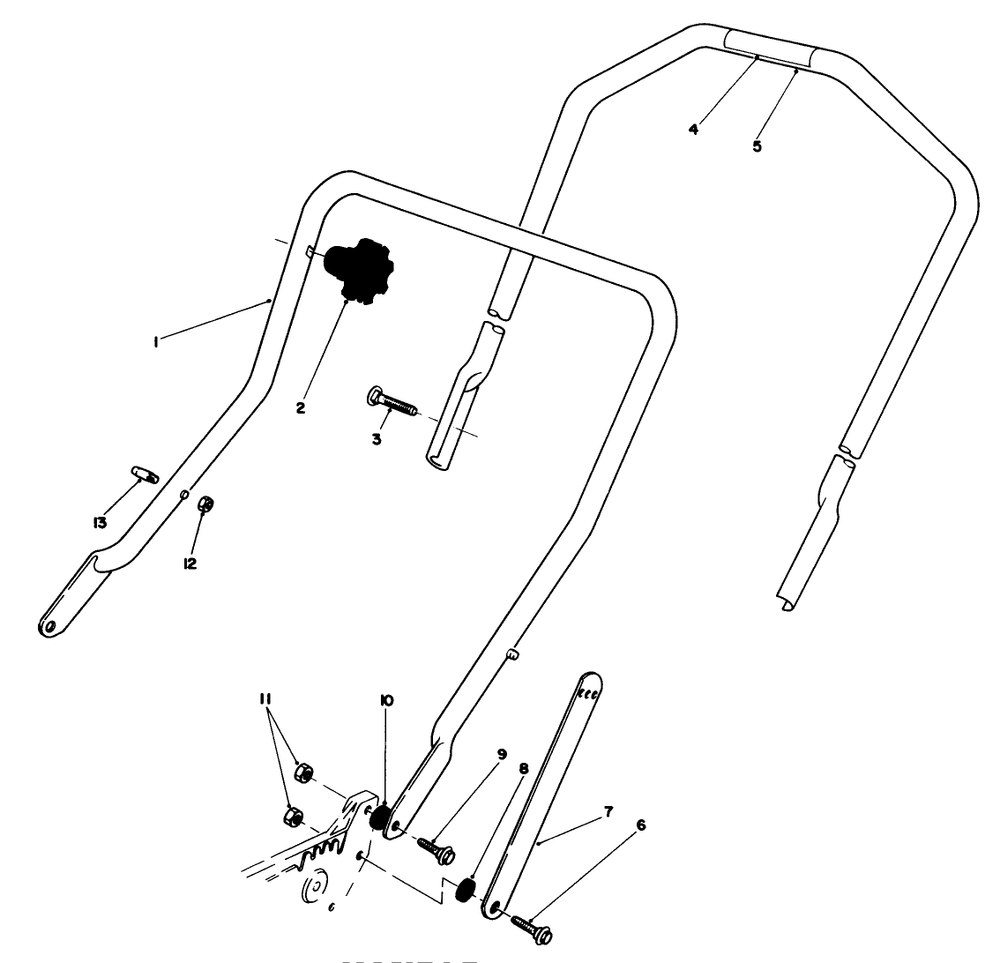 Handle Assembly Diagram and Parts List for 20526 7000001 - 7999999 Toro Lawn Mower
