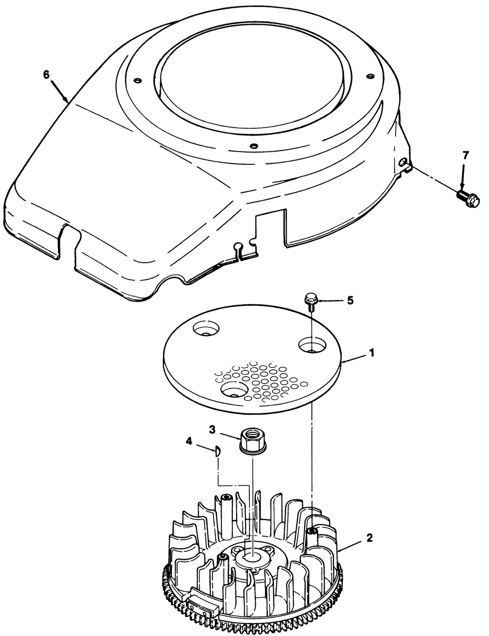 12.5hp Engine Flywheel & Cover Assembly Diagram and Parts List for 32-10B503 2000001 - 2999999 Toro Lawn Tractor