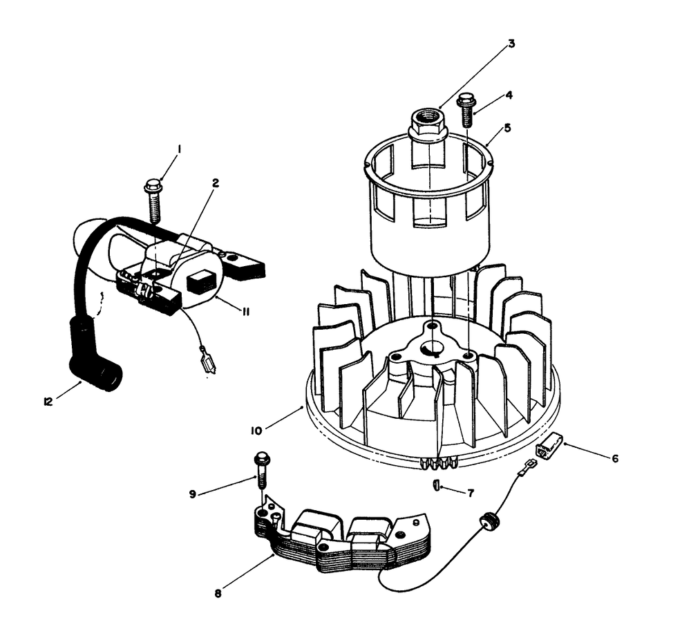 Magneto & Flywheel Assembly (Engine Model No. Vmj8) Diagram and Parts List for 26624 0000001 - 0001101 Toro Lawn Mower