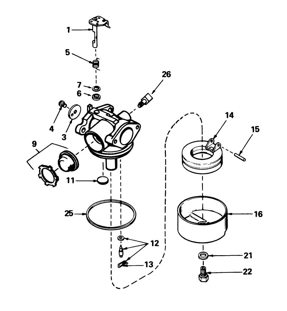 Carburetor No. 632098 Diagram and Parts List for 16340C 7000001 - 7999999 Toro Lawn Mower