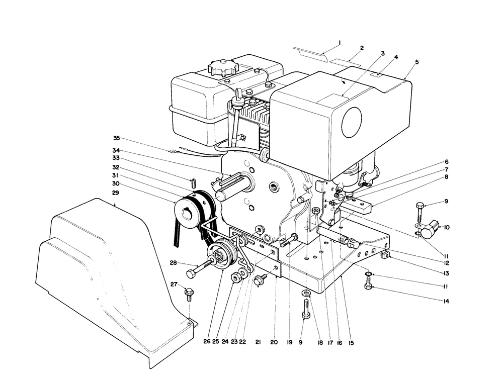 Engine Assembly Diagram and Parts List for 38090 7000001 - 7999999 Toro Snow Blower