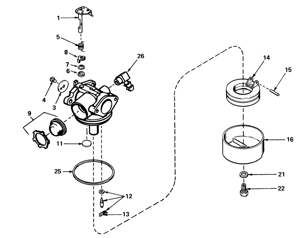 Carburetor No. 632050 Diagram and Parts List for 16380 0000001 - 0999999 Toro Lawn Mower