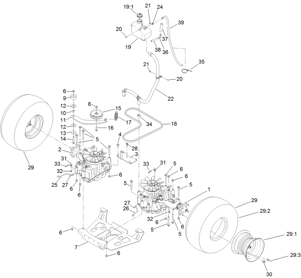 Ground Drive Assembly Diagram and Parts List for 72529 400000000-407034236 Toro Lawn Mower
