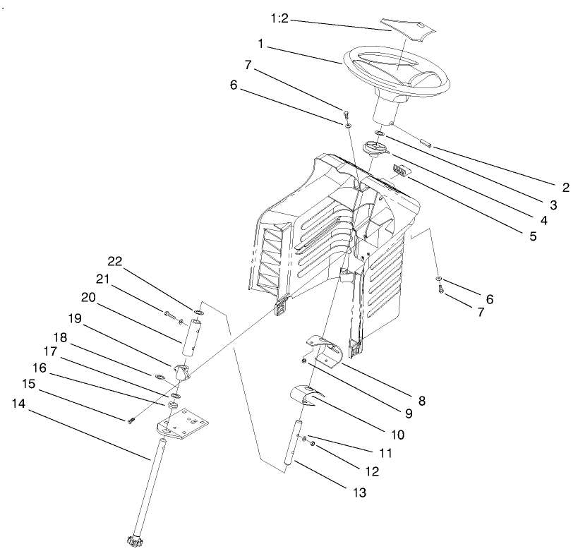 Steering Assembly Diagram and Parts List for 71217 7900001 - 7999999 Toro Lawn Tractor
