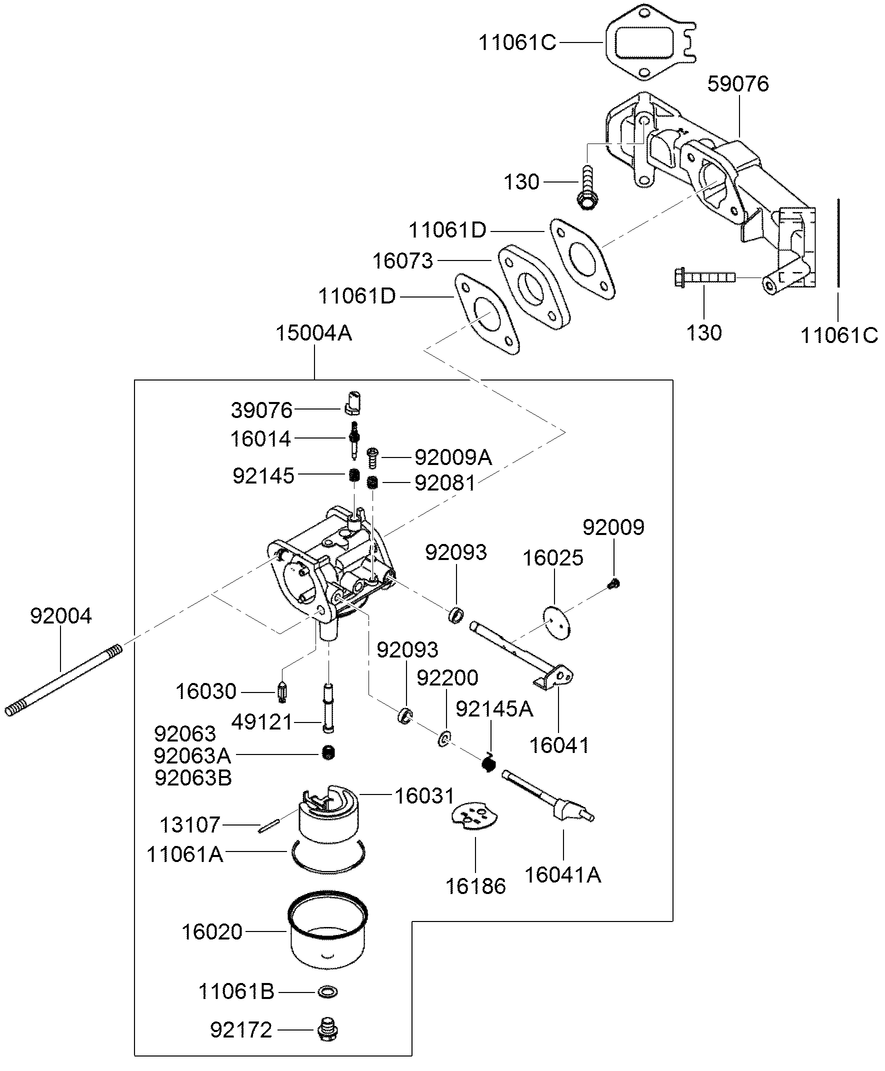 Carburetor Assembly Diagram and Parts List for 22972 402461470 - 404709999 Toro Lawn Tractor Accessories