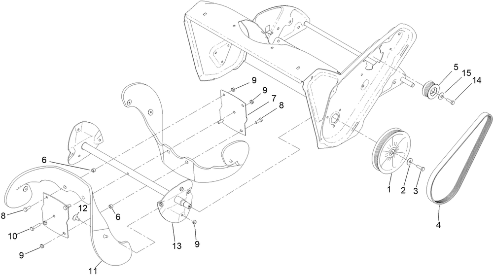 Rotor And Rotor Drive Assembly Diagram and Parts List for 39921T 400000000 - 414459520 Toro Snow Blower