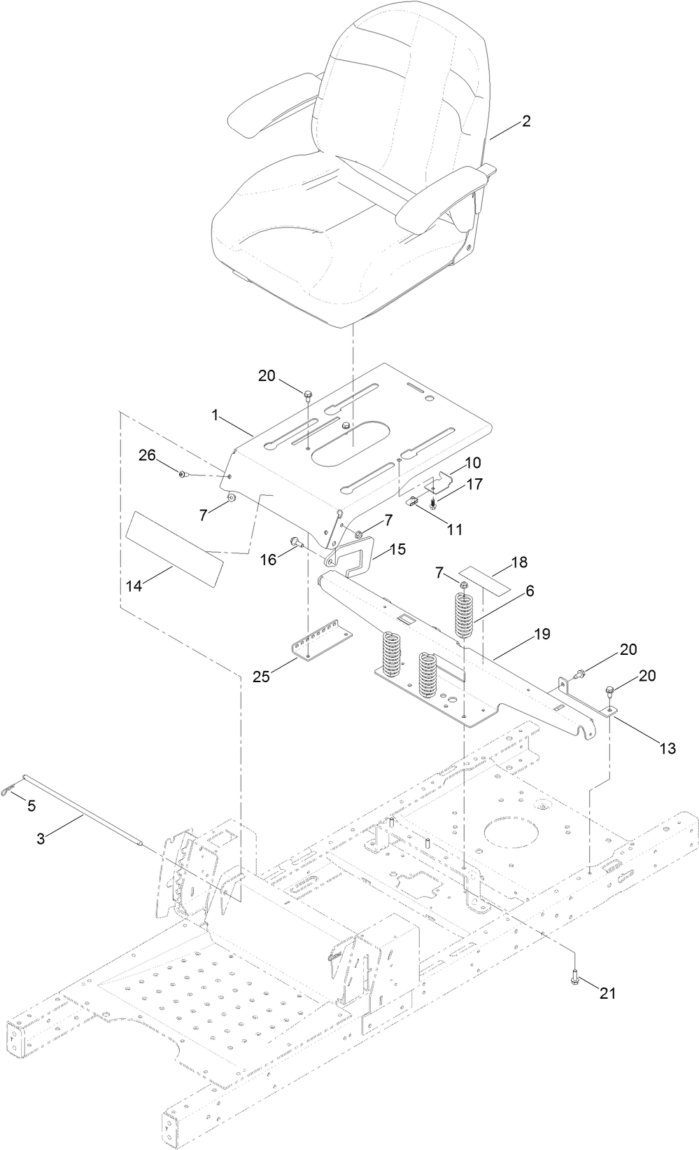 Seat Assembly Diagram and Parts List for 74750 316000001 - 316999999 Toro Lawn Tractor