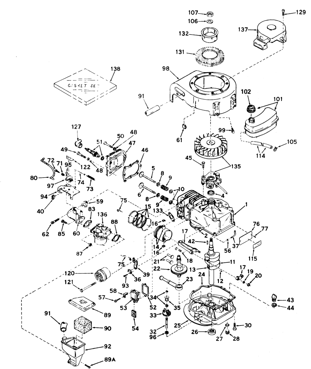 Engine Tecumseh Products Model No. Lav 35-40712k Diagram and Parts List for 62837 4000001 - 4999999 Toro Chipper Shredder