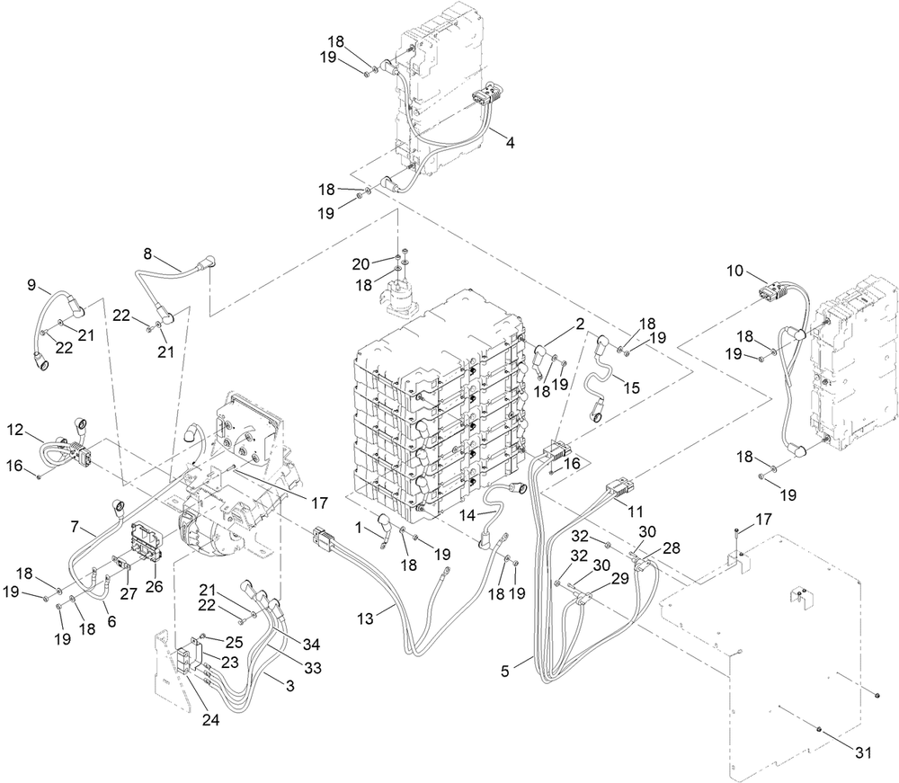 Battery Cable Assembly Diagram and Parts List for 22218 407100000 - 407599999 Toro Lawn Tractor Accessories