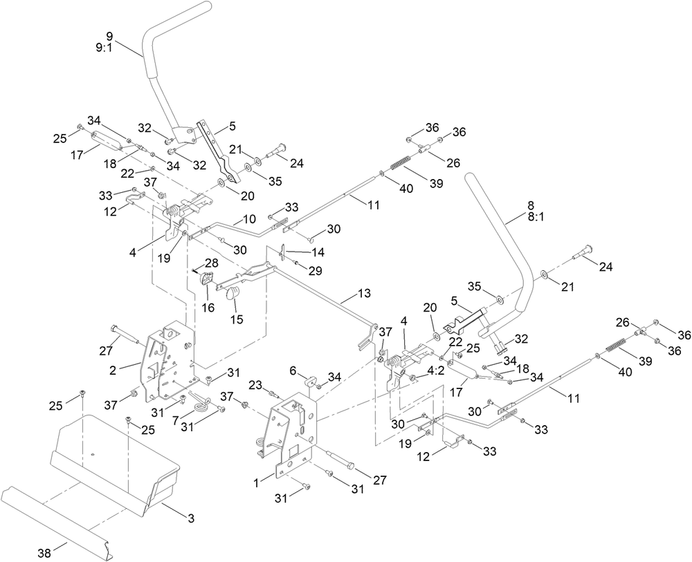 Motion Control Assembly Diagram and Parts List for 74687 408976622 - 410149999 Toro Lawn Tractor