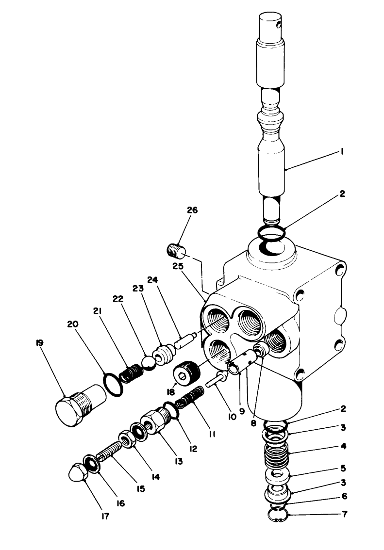 Valve Assembly Diagram and Parts List for 30754 (800001-899999)(1988) Toro Lawn Tractor