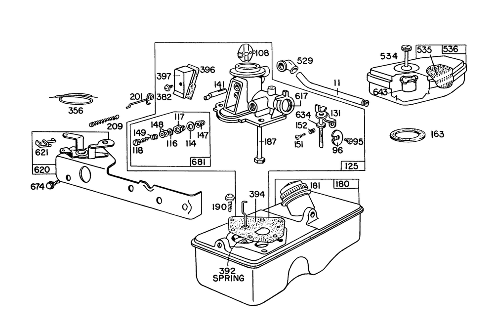 Briggs & Stratton Carburetor Assembly Model 92508-1000-01 For 19" Hand Propelled Model 16067 Diagram and Parts List for 16155 9000001 - 9999999 Toro Lawn Mower