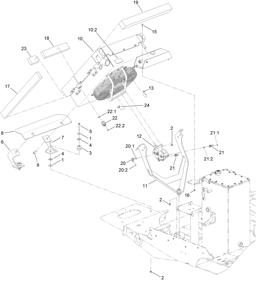Cooling Package Assembly Diagram and Parts List for 23898 400000000 - 999999999 Toro Lawn Tractor Accessories
