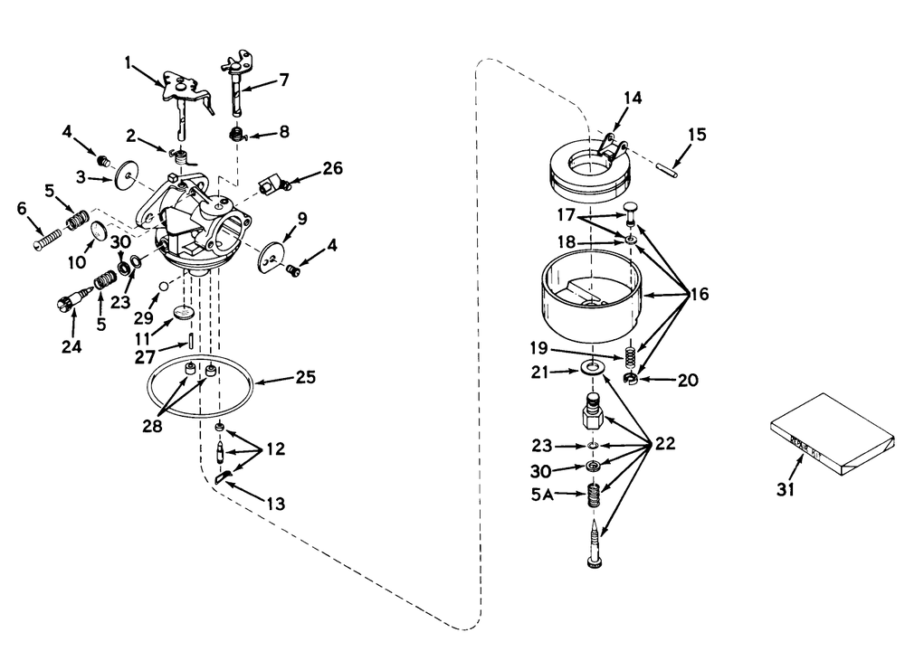 Carburetor Model No. 631115 Diagram and Parts List for 23200 7000001 - 7999999 Toro Lawn Mower
