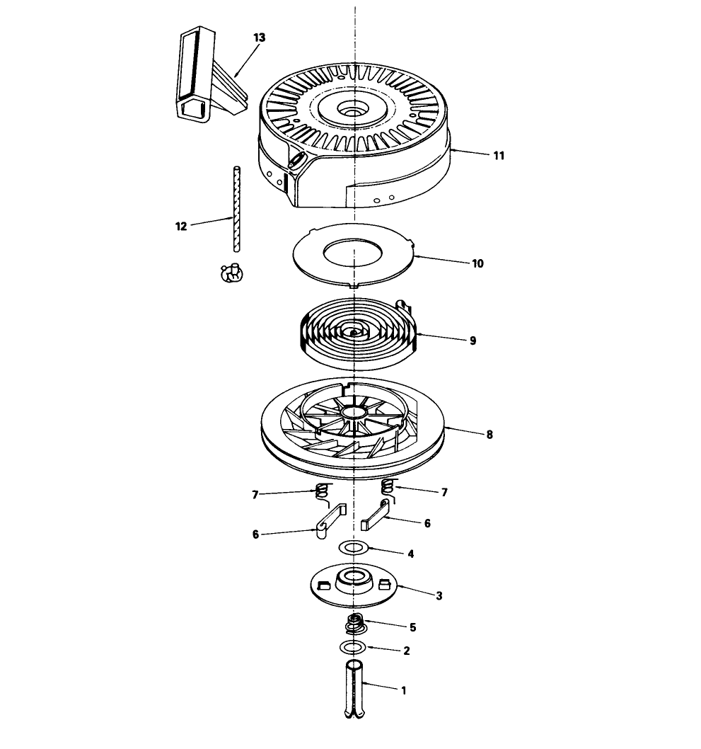 Rewind Starter No. 590621 Diagram and Parts List for 16575C 9000001 - 9999999 Toro Lawn Mower