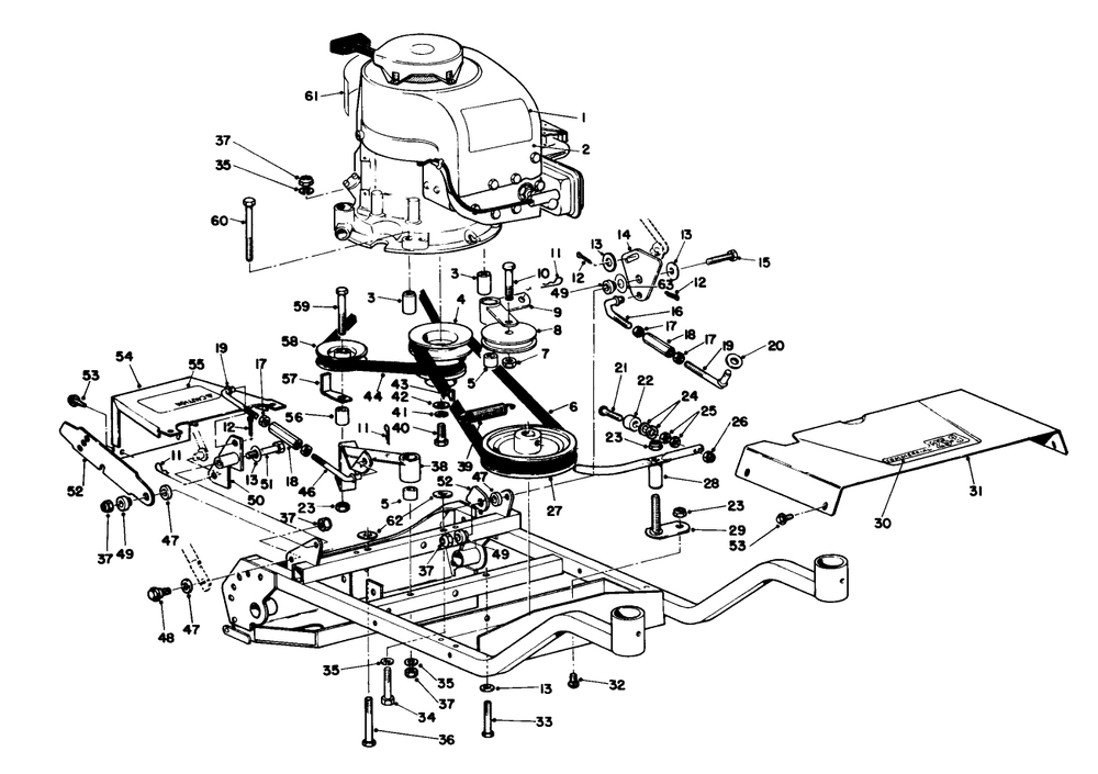 Engine And Frame Assembly Diagram and Parts List for 23267 5000001 - 5999999 Toro Lawn Mower