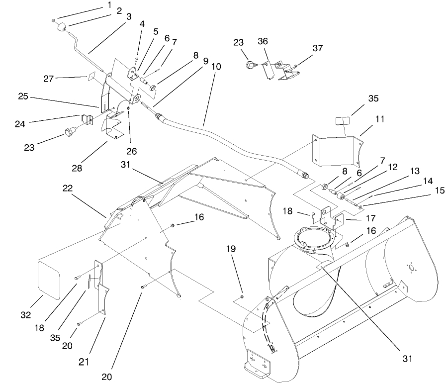 Crank And Mounting Assembly Diagram and Parts List for 22456 990001 - 999999 Toro Snow Blower