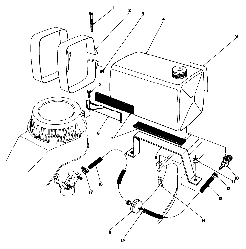 Gas Tank Assembly Diagram and Parts List for 22030 5000001 - 5999999 Toro Lawn Mower