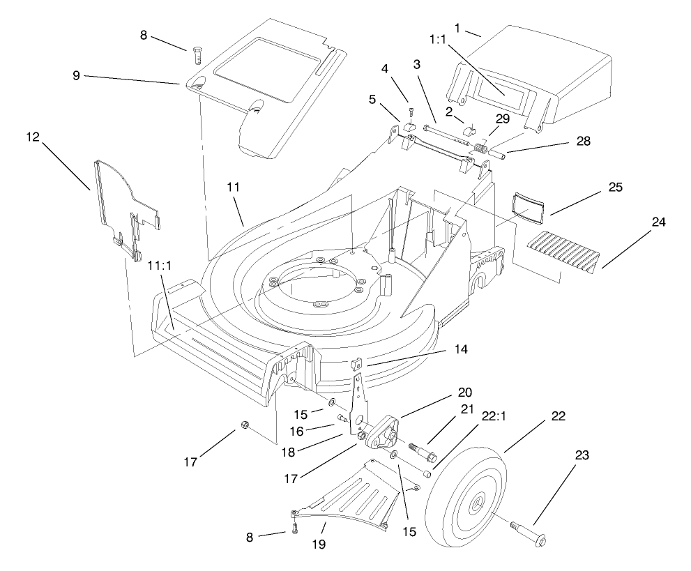 Housing Assembly Diagram and Parts List for 26638 8900001 - 8999999 Toro Lawn Mower